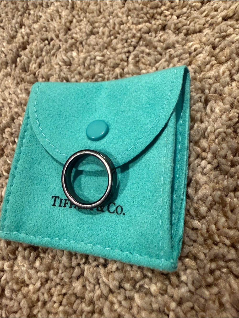 Authentic Tiffany & Co. 1837 Midnight Narrow Ring Black Titanium US 6